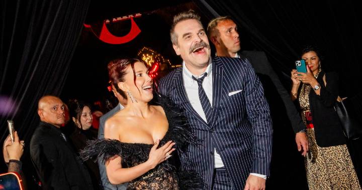 Millie Bobby Brown Hugged David Harbour on the Red Carpet