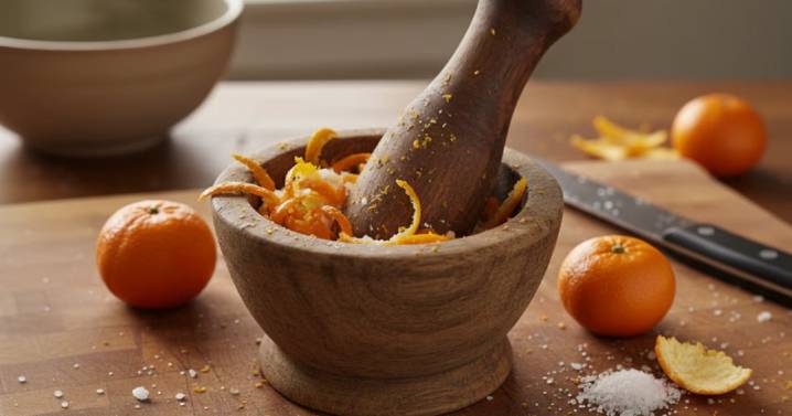 Triturar cáscaras de naranja con sal: por qué recomiendan hacerlo