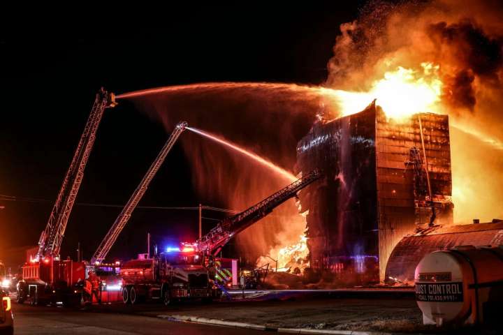 Firefighters battle blaze at Mayville grain elevator
