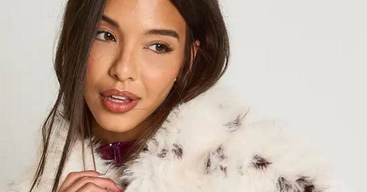 Stylish cow print coat now £23 off in Boohoo up to 70% off Black Friday sale