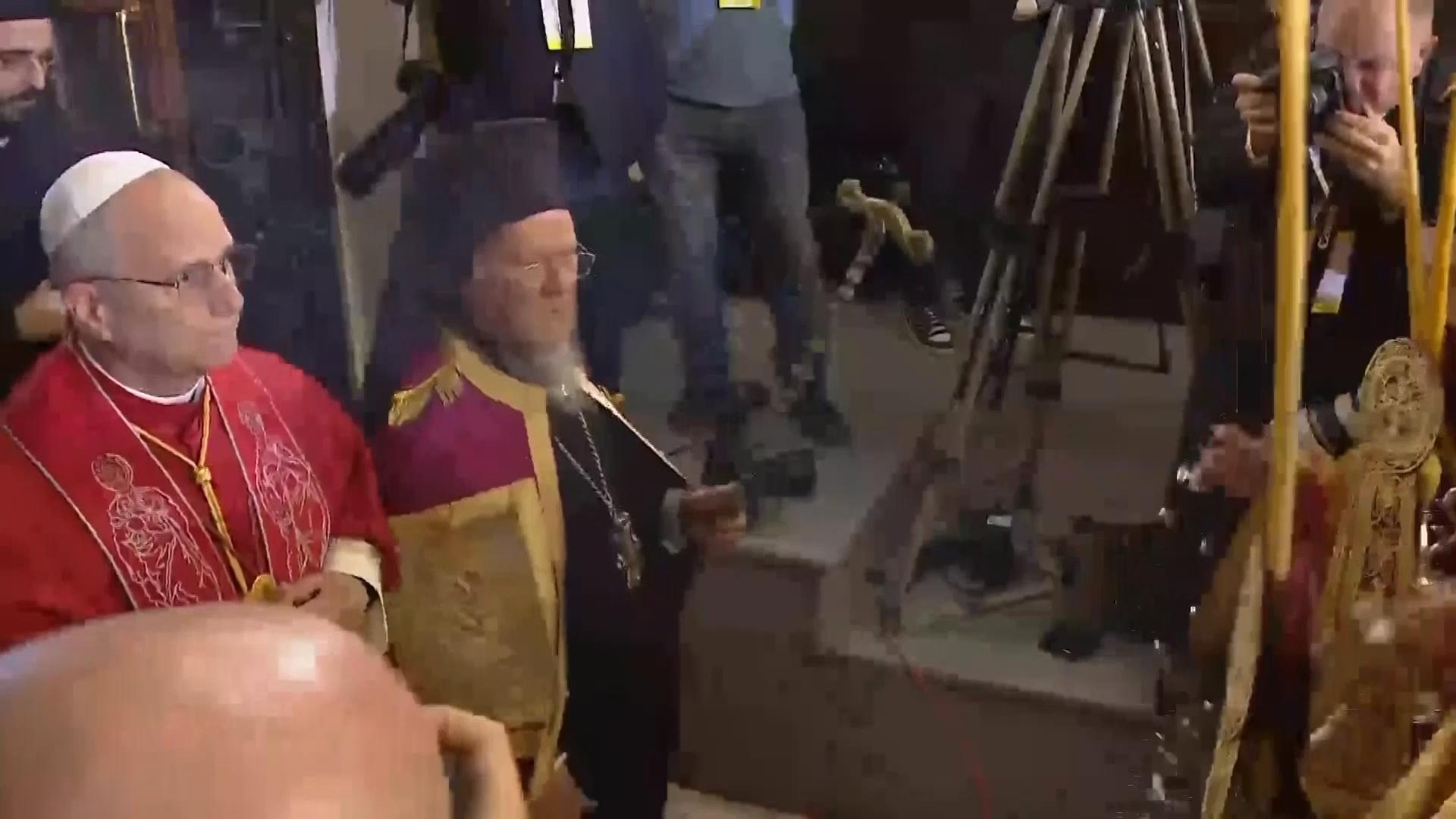 Pope Leo XIV prays with Patriarch of Eastern Church Bartholomew I during trip to Turkey