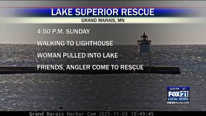 Woman Rescued After Being Swept Into Lake Superior