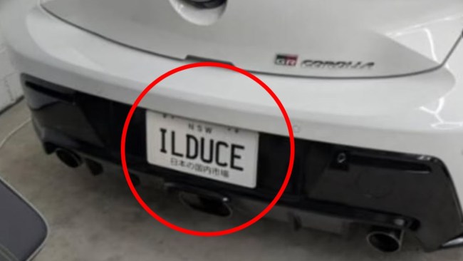 Transport for NSW orders driver to return 'inappropriate and offensive' personalised number plates because of reference to Mussolini