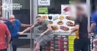 Rival takeaway owners fight with kebab skewers in shocking brawl caught on CCTV