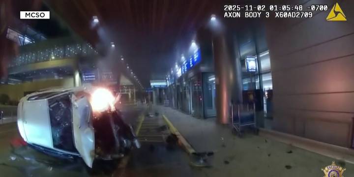 Bodycam shows fiery end to high-speed chase at Phoenix Sky Harbor