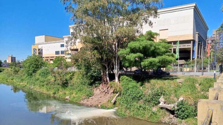 Realizan una denuncia penal tras la aparición de una extraña mancha en el arroyo Ludueña