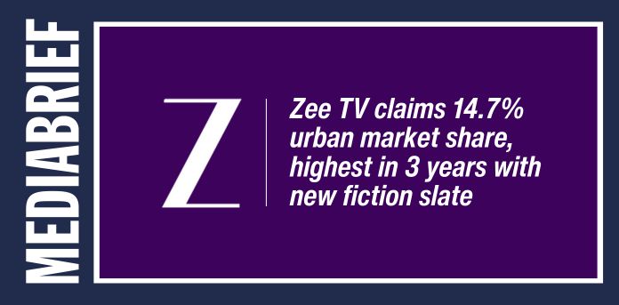 Zee TV claims 14.7% urban market share, highest in 3 years with new fiction slate