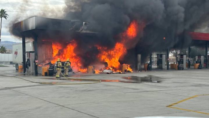 Semitruck catches fire at Thousand Palms gas station Friday afternoon