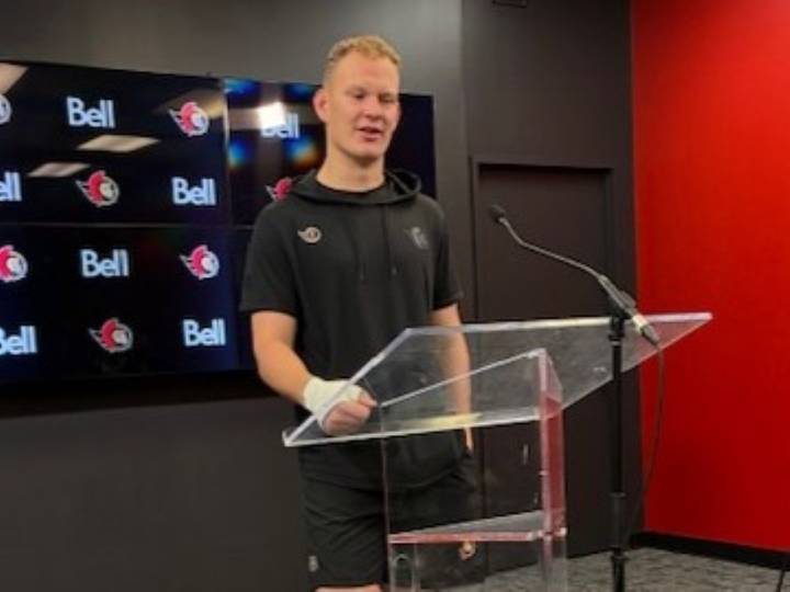 Ottawa Senators Brady Tkachuk resumes skating with teammates