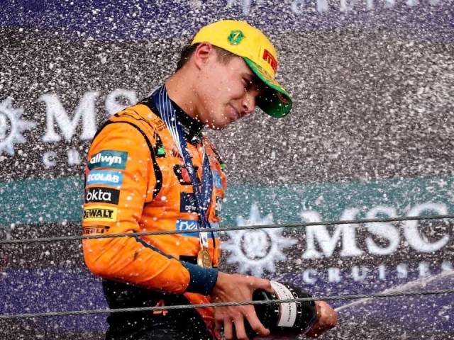 Norris extends title lead in Sao Paulo, Verstappen third from pit