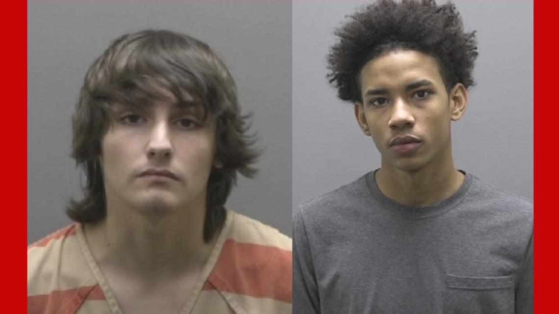 Two men arrested, charged with robbery in Huffman Mill Road shooting
