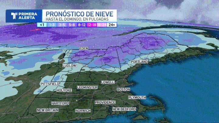 Nieve y lluvias en Nueva Inglaterra el fin de semana