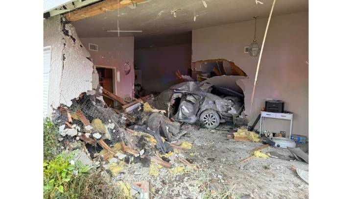 4 hospitalized, including driver, after car hits home near Hemet