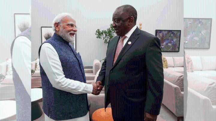 Modi meets with South African President Ramaphosa during Johannesburg G20 summit