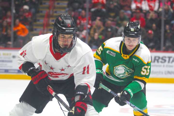 London Knights hold off Soo Greyhounds, end northern swing with 4
