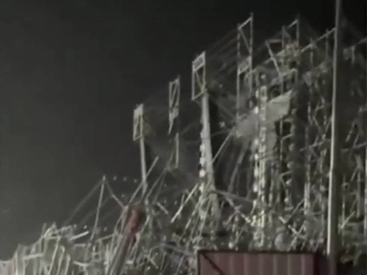 Una tormenta destruyó el escenario de una fiesta de disfraces en San Nicolás: el video de cómo colapsó