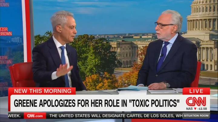 Rahm Emanuel Praises Marjorie Taylor Greene and Erika Kirk for Pushback