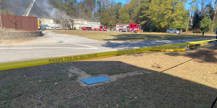 LOOK: Crews currently battling fire at Columbia