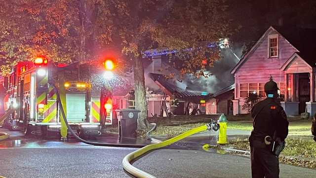Birmingham firefighters battle house fire during near freezing temperatures