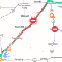Major crash closes both lanes of the turnpike closed near Bazaar Cattle Pens