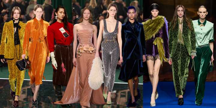 Terciopelo de colores: la tendencia que cubrirá los escaparates de moda esta Navidad, según las pasarelas
