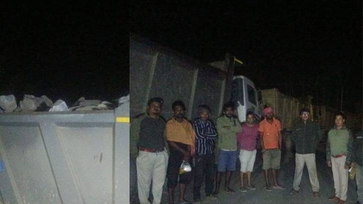 Manipur forest officials seize five vehicles carrying illegal stone consignment