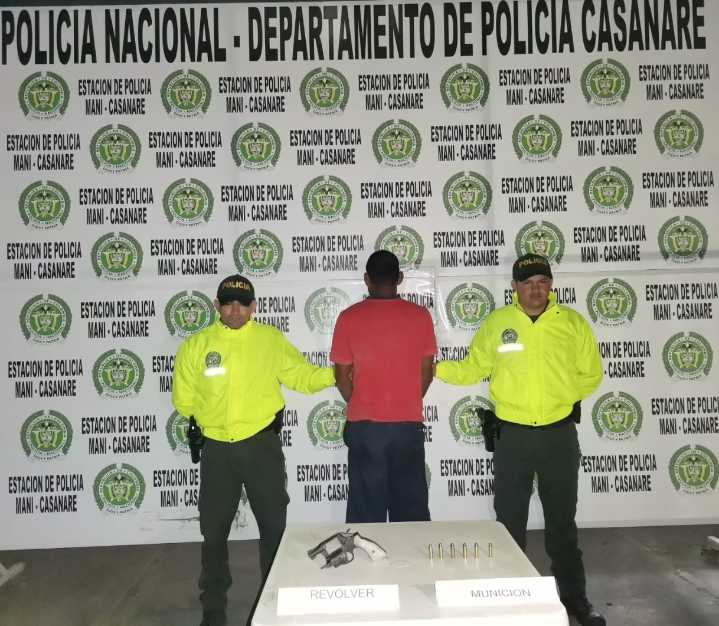 En Maní lo capturaron por tener un arma de fuego calibre 38 con seis cartuchos