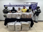 Detiene AEI a pareja con 52 kilogramos de marihuana y metanfetaminas en la colonia México 68