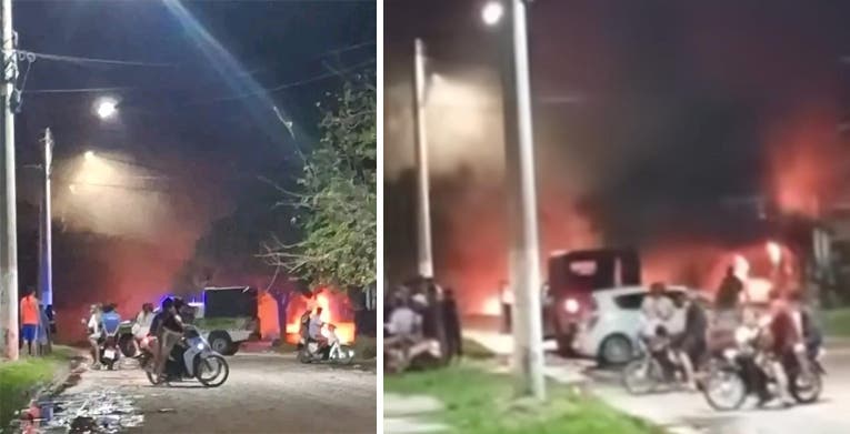 Pueblada en San Cayetano: los vecinos incendiaron la casa de "Los Zapallitos" que mataron a la inocente Zoe de 7 años (video)
