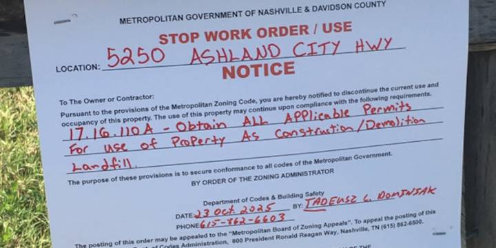 Illegal landfill shutdown raises concerns about similar operations in Davidson County