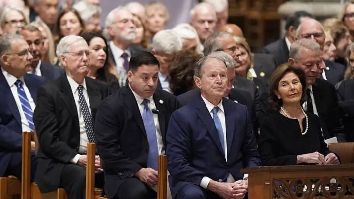 ‘W’s Pants Are Sending Me’: George W. Bush Shows Up to Cheney’s Funeral with Pants That Stop So High Viewers Thought It Was a Statement