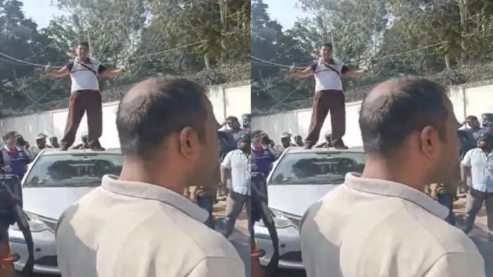 Bengaluru Man Assaults Driver, Climbs Onto Cab Roof & Dances In Traffic Before Being Hit With Helmet