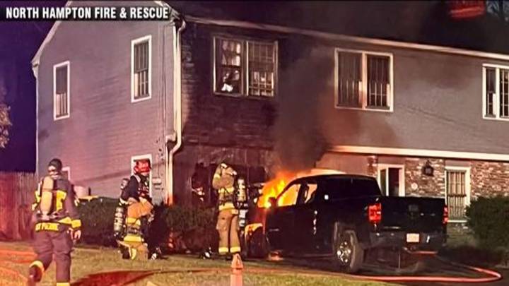 Vehicle fire spreads to house in North Hampton, NH
