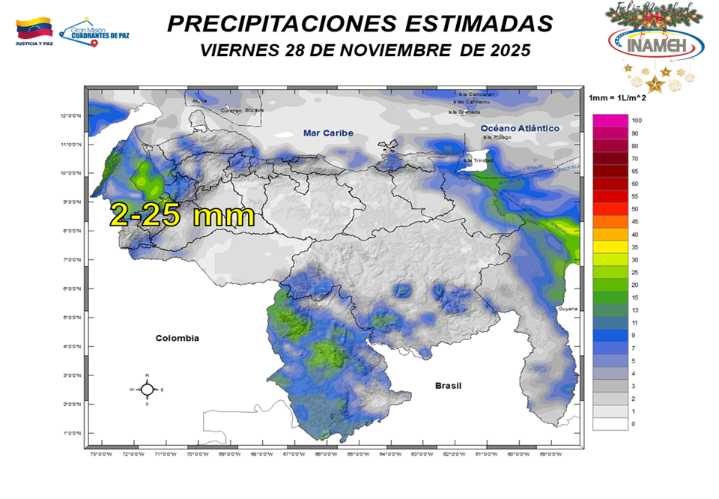 Pronóstico del clima para hoy  viernes 28   de noviembre de 2025