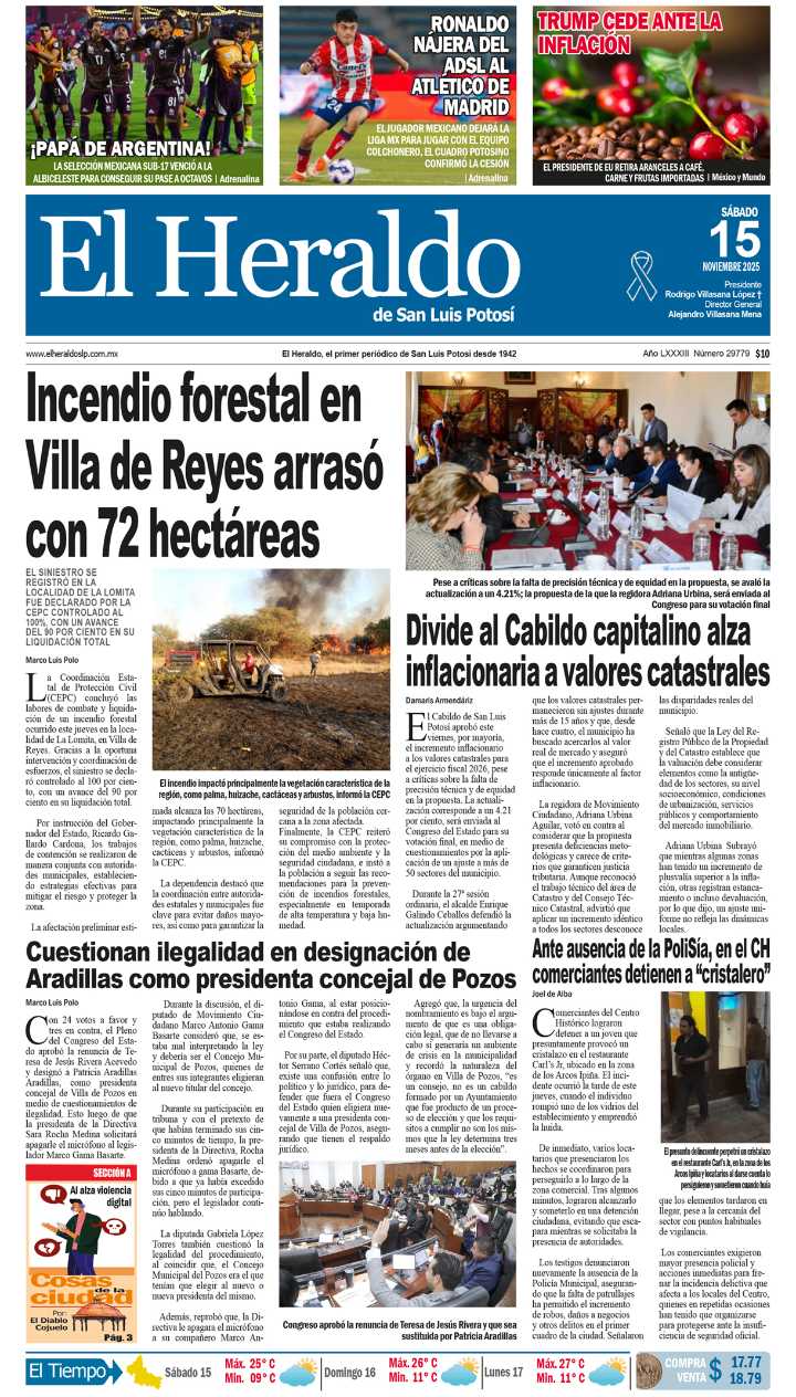 Edición impresa 15 de noviembre de 2025