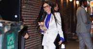 Demi Moore Dazzles in Tom Ford Suit With Bold Neckline