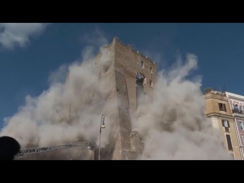Historic Roman tower partially collapses during renovations