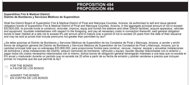 Area residents to vote Nov. 4 on Superstition Fire & Medical District $33.8M bond election