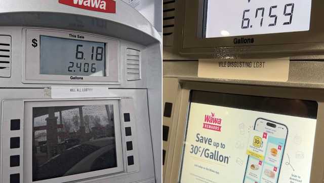 Hate stickers found on gas pumps at Fairfield Wawa, investigation underway