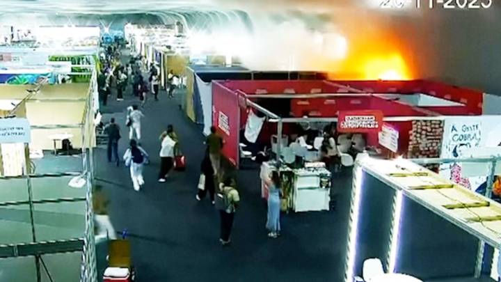 CCTV shows the moment a fire erupts in COP30