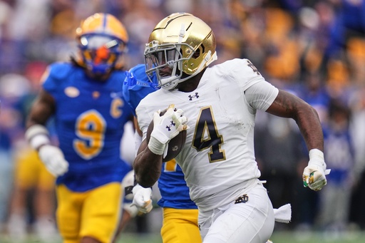 Jeremiyah Love and No. 9 Notre Dame overwhelm No. 23 Pittsburgh in 37