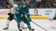 Celebrini notches 14th goal, Sharks beat Bruins 3