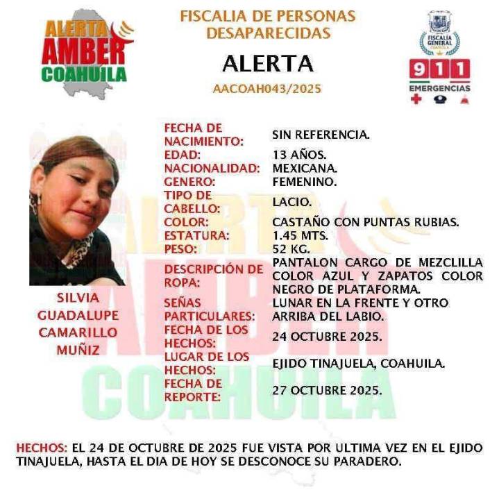 Encuentran muerta a menor reportada como desaparecida, en Saltillo