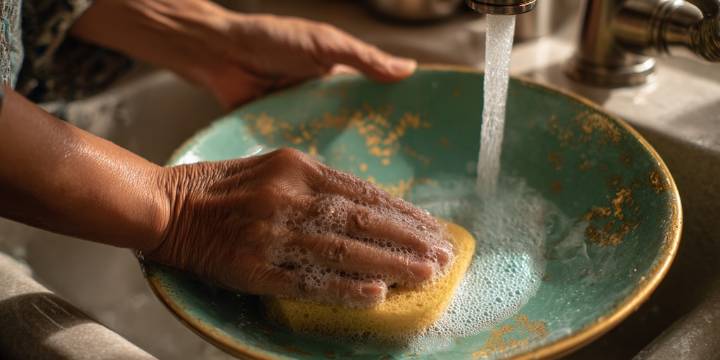 Por qué debes desinfectar la esponja de lavar los platos una vez a la semana