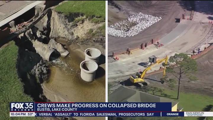 Repairs continue on collapsed bridge in Eustis neighborhood