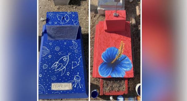 Joven se hace viral al pintar tumbas de angelitos olvidados en Nayarit