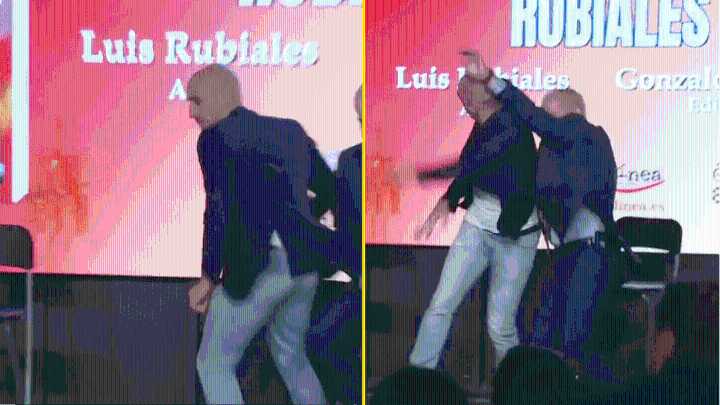 Disgraced ex-Spanish football chief Luis Rubiales has eggs thrown at him by his uncle in shocking moment