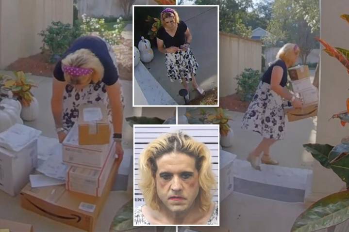 Cross-dressing porch pirate caught swiping packages left police baffled: 'Particular look'