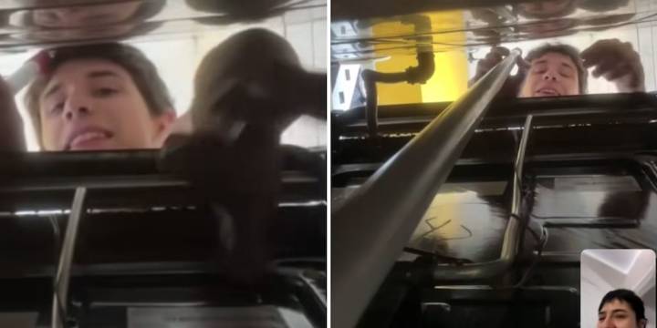 Estaba haciendo una videollamada con un amigo, se le cayó el celular atrás del horno y el video recorrió las redes