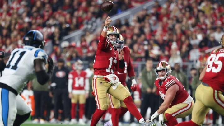 Brock Purdy throws three first-half INTs but 49ers still lead Panthers